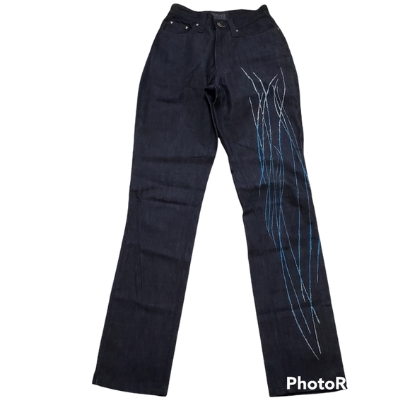 VERSACE Jeans Couture high rise painted straight leg jeans (fits like a 24) - Picture 1 of 15